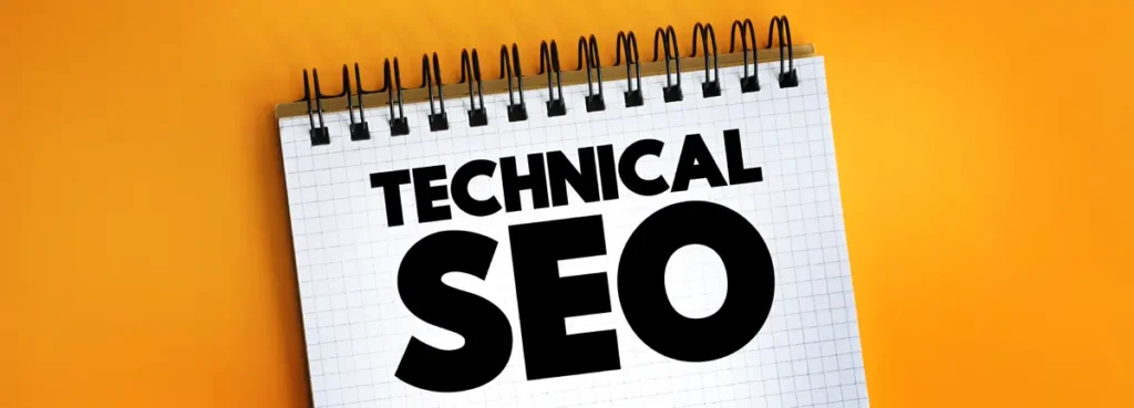 Σημειωματάριο με την ένδειξη technical SEO για βελτιστοποίηση ιστοσελίδων